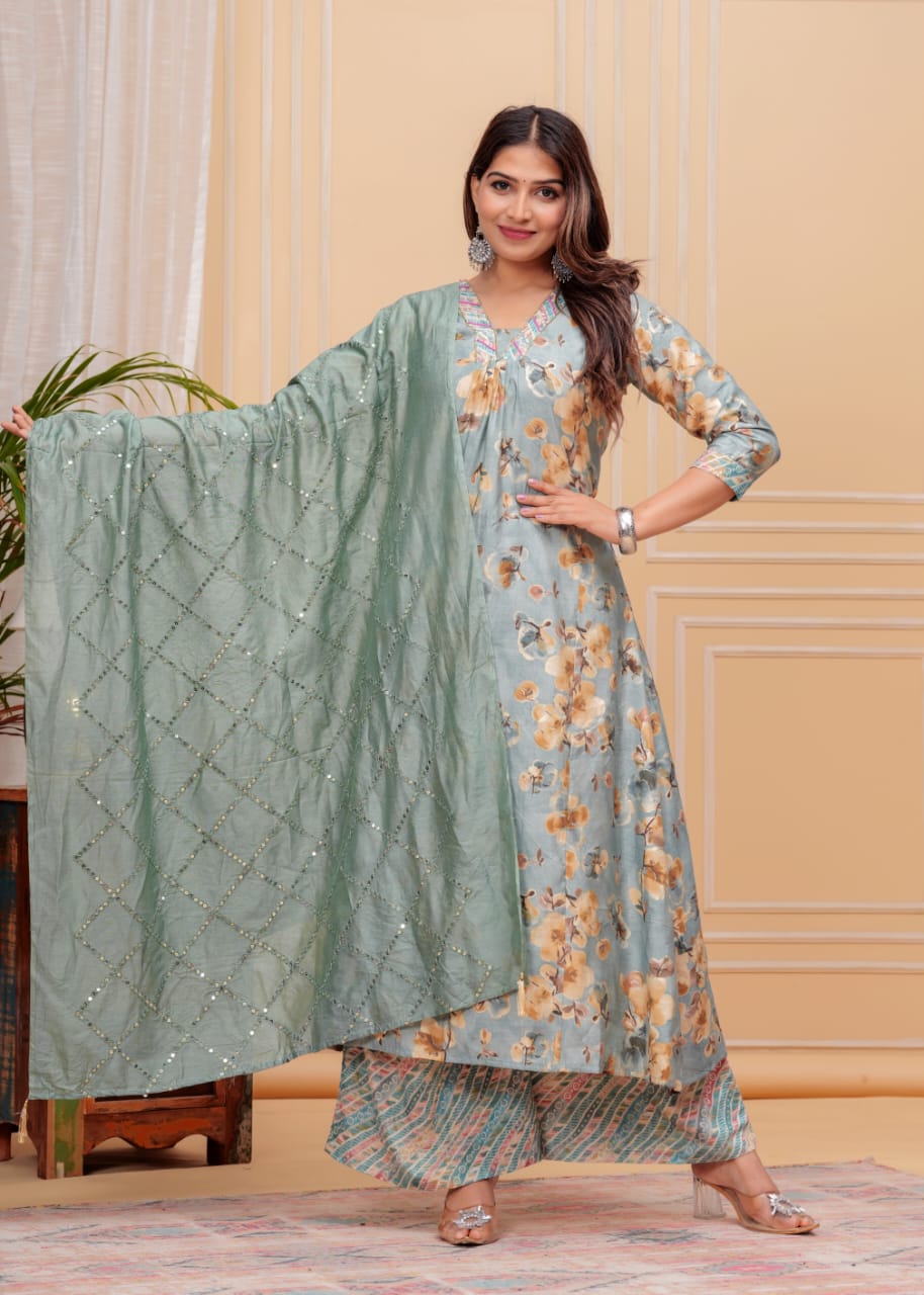 EXCLUSIVE ATTIRE MUSLIN SILK SUIT