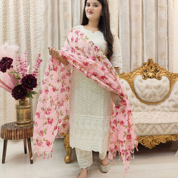 chikankari with Kota doria dupatta