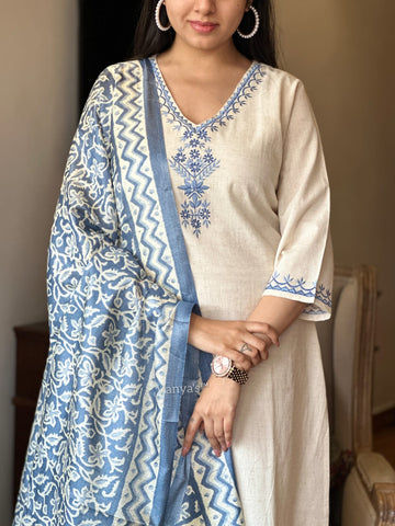 cotton Flex embroidery suit and Cotton silk Dupata set