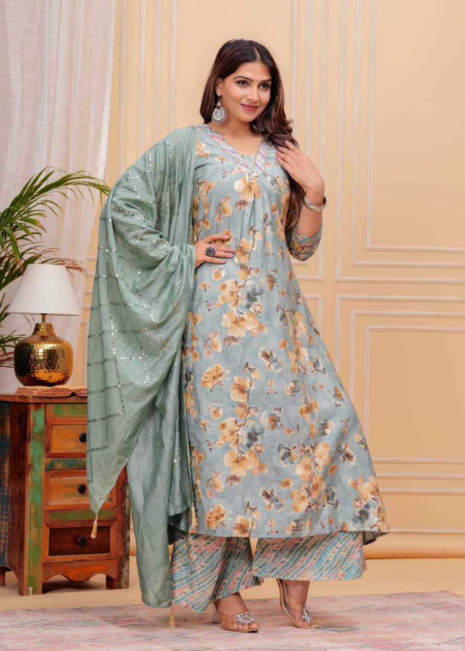 EXCLUSIVE ATTIRE MUSLIN SILK SUIT