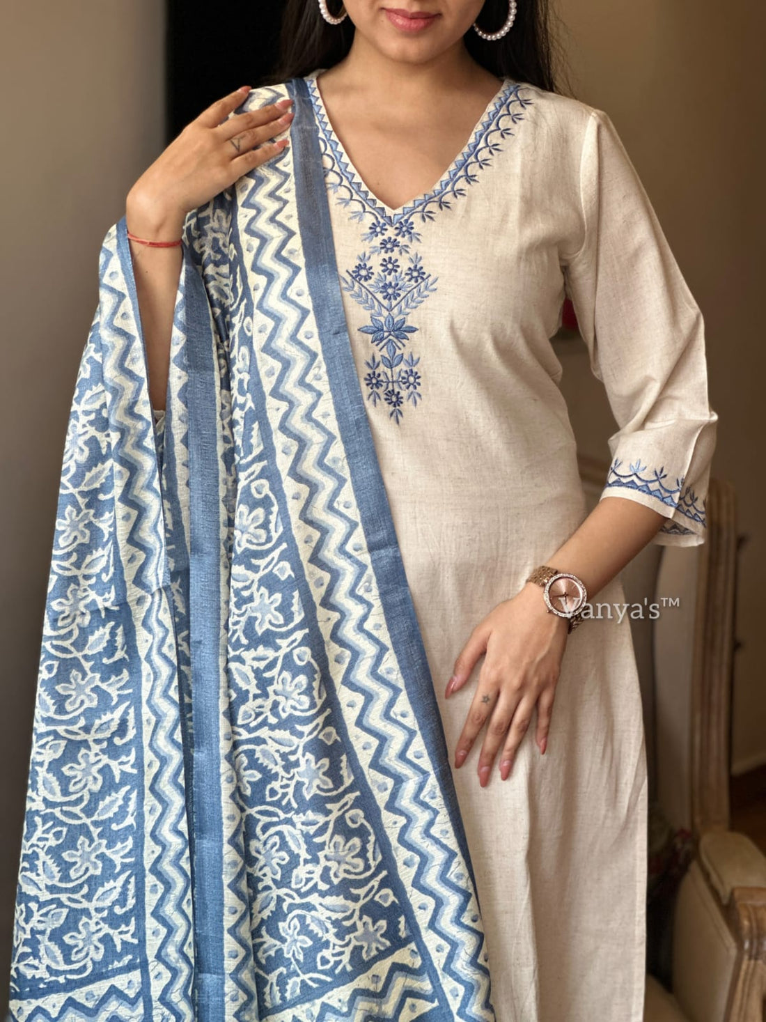 cotton Flex embroidery suit and Cotton silk Dupata set