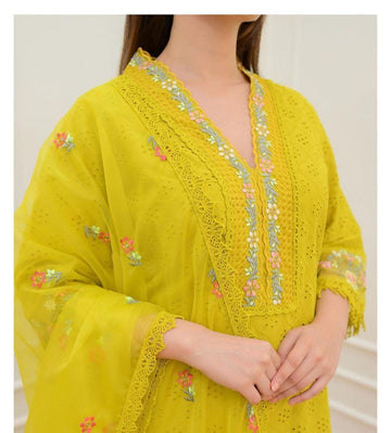 Pakistani Schiffli Cutwork Suit Set